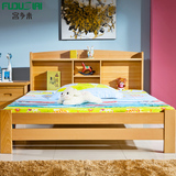 简约实木书架床双单人床榉木现代1.21.5米环保中式儿童成人床包邮