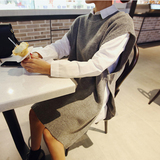 代购2016春季新款韩国女装毛衣 韩版宽松休闲中长款羊毛线针织衫