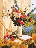 新款diy数字油画花卉玫瑰欧式包邮手绘diy油画风景大幅客厅50x65