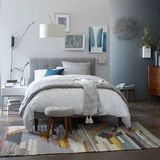 北欧宜家卧室布艺软包床简约现代双人床样板间实木软床1.8米2.0米