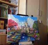 特价爆款数字油画梦幻古堡风景diy手绘欧式城堡大幅客厅卧室装饰