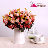 欧式小玫瑰仿真花假花套装客厅餐桌花瓶摆件装饰绢花整体花艺花卉