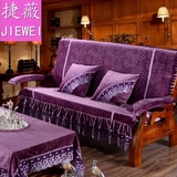 捷薇 新品韩国绒红实木沙发垫连体座垫带靠背加厚高密度海绵坐垫