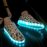春季七彩学生荧光鞋情侣发光鞋USB充电LED男女夜光鞋运动鞋灯光鞋