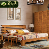 圣卡纳 现代简约卧室家具日式原木床1.5米北欧实木床双人床1.8米