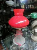 老上海怀旧收藏 道具 橱窗推荐- 80年代红色玻璃台灯老玻璃灯