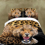 床上外贸出口3D四件套欧美风动物豹子老虎床单豹纹被套4件套个性