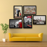 英国伦敦风景海报挂画现代欧式建筑装饰画客厅沙发背景有框画壁画