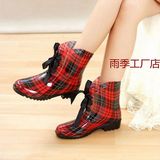 时尚夏季公主雨鞋韩国可爱系带短筒防滑水鞋成人雨靴女胶鞋女水靴