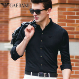 2016春款阿玛尼男士衬衫 青年男装长袖修身型100%丝光棉韩版衬衣