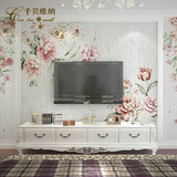 千贝欧式手绘墙纸客厅电视背景墙壁纸花卉定做复古3d立体大型壁画
