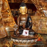 藏传佛教用品 正品尼泊尔纯铜密宗佛像 青铜鎏金鎏银 药师佛 1尺