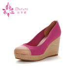Daphne/达芙妮正品单鞋 春季拼色厚底坡跟女鞋松糕鞋1013101011