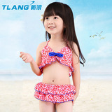 2015新款韩国儿童泳衣女孩女童豹纹比基尼分体裙式小中大童游泳衣