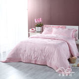 水星家纺正品床上用品婚庆大红粉色被套提花床单四件套我愿意特价