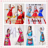 藏族女装舞蹈服饰定做/现代儿童演出服饰/民族藏族舞台表演服装