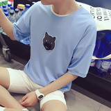 夏季新款韩版男装男士休闲宽松圆领短袖T恤男式夏装衣服潮流半袖
