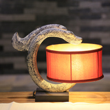 特价 新中式古典艺术台灯书房办公床头灯创意中国红仿古 玉龙台灯