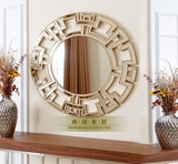 新古典圆形镜子金色美式浴室玄关镜装饰卫浴壁饰挂镜欧式简约M230