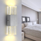 床头LED壁灯卧室简约现代温馨水晶单双头壁灯过道客厅楼梯墙灯