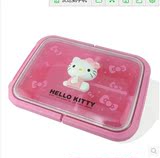 hello kitty卡通塑料儿童分格餐盘微波炉 方形饭盒果盘保鲜盒包邮