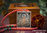 热贡唐卡手绘装框小唐卡黄财神护身符西藏随身挂盒小唐卡画嘎乌