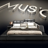 卧室家具真皮床1.8m.5多功能榻榻米双人储物床简约现代户型带音响
