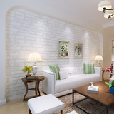 地中海风格白色砖纹墙纸 时尚客厅餐厅环保壁纸服装店沙发背景墙