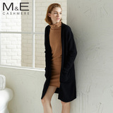 M＆E新款100%纯羊绒衫女V领中长裙款开衫加厚毛衣外套百搭