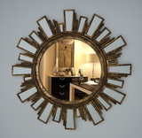新款欧式浴室镜玻璃拼贴圆镜太阳玄关装饰镜试衣镜壁镜卫浴镜子