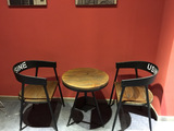 美式复古咖啡厅桌椅组合奶茶店休闲洽谈商务阳台酒吧桌椅实木套件