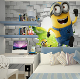 3D小黄人卡通动漫壁纸 大型壁画电视儿童房沙发卧室客厅背景墙纸