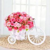 采薇 仿真花套装 自行车假花绢花玫瑰花车田园家居客厅摆设装饰花