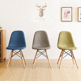 北欧家用伊姆斯软包布艺餐椅 简约餐厅创意实木休闲靠背时尚椅子
