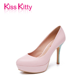 Kiss Kitty女鞋秋新款圆头羊皮甜美可爱高跟浅口单鞋新品