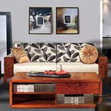 新中式实木沙发榆木家具 高档沙发客厅沙发组合 客厅布艺沙发家具