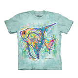 美国代购themountain2016新款水彩热带鱼环保纯棉3D图案短袖T恤