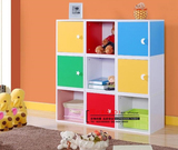 彩色单个书柜自由组合小柜子带门书架儿童储物宜家促销收纳柜带锁
