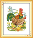 正品十字绣动物全家福 公鸡小鸡精准印花布动物图案