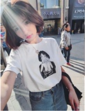 夏季新款韩版ulzzang学院风百搭女孩印花个性纯棉短袖T恤 潮