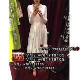 DG杜嘉班纳代购2015秋冬新款优雅纯洁质感白色蕾丝长袖连衣裙长裙