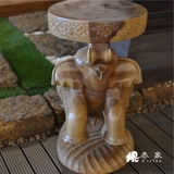 东南亚木雕大象凳 纯实木手工雕刻换鞋凳 泰式客厅庭院装饰摆件