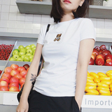 小熊维尼正品2016新款代购学院风圆领韩版短袖T恤纯棉夏中学生女