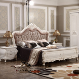 欧式床 实木床双人床气动高箱床田园公主床 橡木白色婚床储物大床