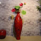 新中式仿古干花器 软装饰品复古家居大摆设简约风中国红落地花瓶