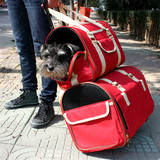 波波 红色宠物背包 猫包狗包 宠物包 便携拉杆包