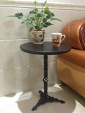 复古怀旧圆形客厅茶几简易小圆桌创意实木铁艺泡茶桌简约餐饮茶台