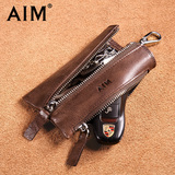 AIM创意大容量钥匙包男腰挂真皮卡包男女式牛皮汽车多功能锁匙包