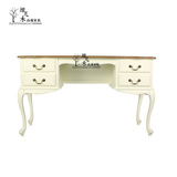 欧式实木家具 欧式书桌 写字台门厅玄关桌 美式乡村白色书桌1.2米