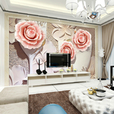 个性定制壁画浮雕粉红玫瑰3d电视背景墙壁纸客厅沙发影视墙纸墙布